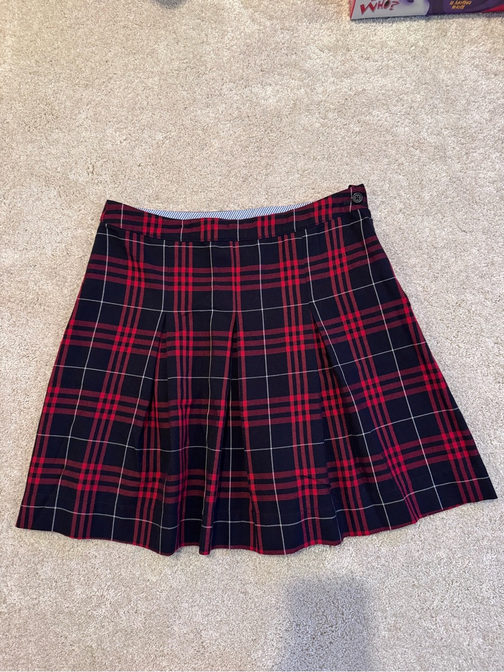 Tommy Hilfiger Red & Black Plaid Pleated Skater Skirt